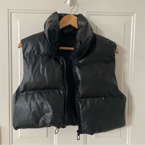 Cropped Black Puffer Vest